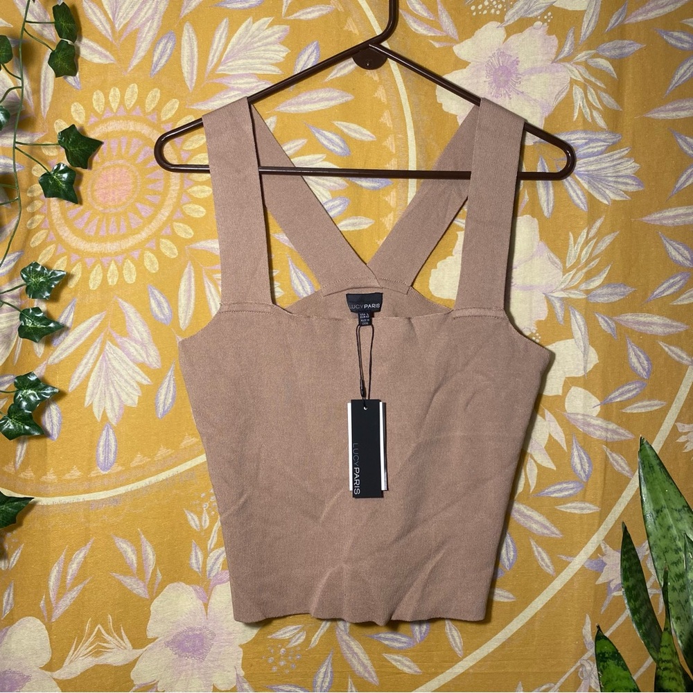 tan neutral cropped tank top NWT
